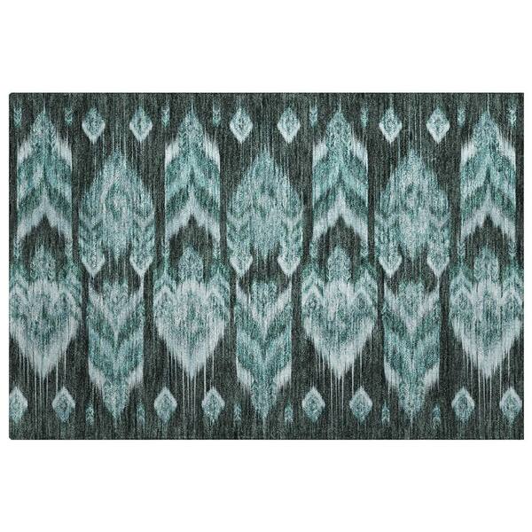 Dream Shag Premium Machine Washable Abstract ADS812 Teal 3 ft. x 4 ft. Area Rug