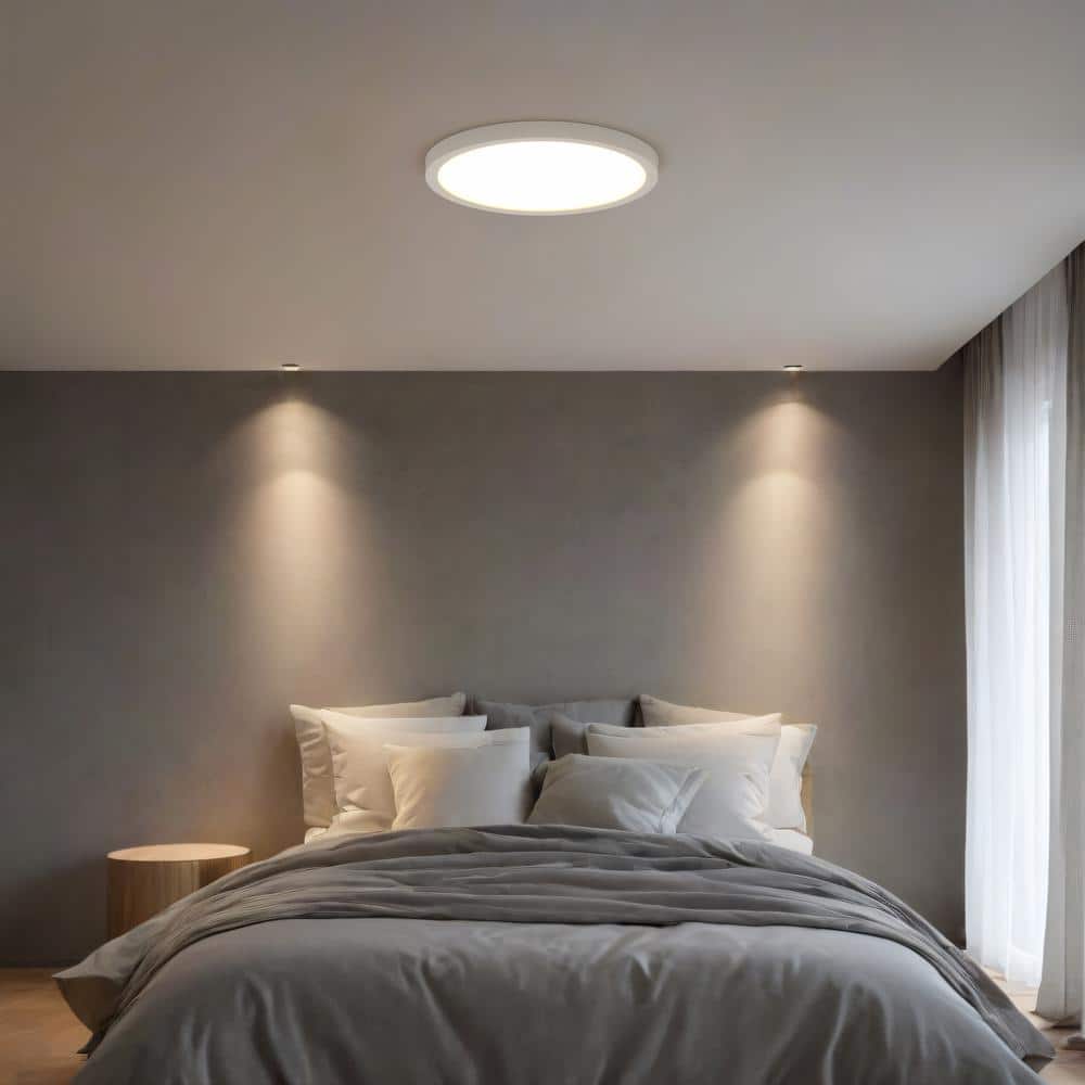 White Circular Integrated LED Flush Mount Ceiling Light