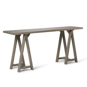 Sawhorse 66 in. Distressed Gray Standard Rectangle Wood Console Table