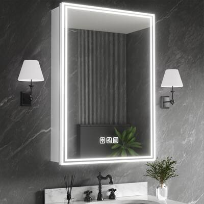 20 in. W x 28 in. H Rectangular Aluminum Medicine Cabinet with Mirror, Dimmable, Flowing Light, Anti-fog
