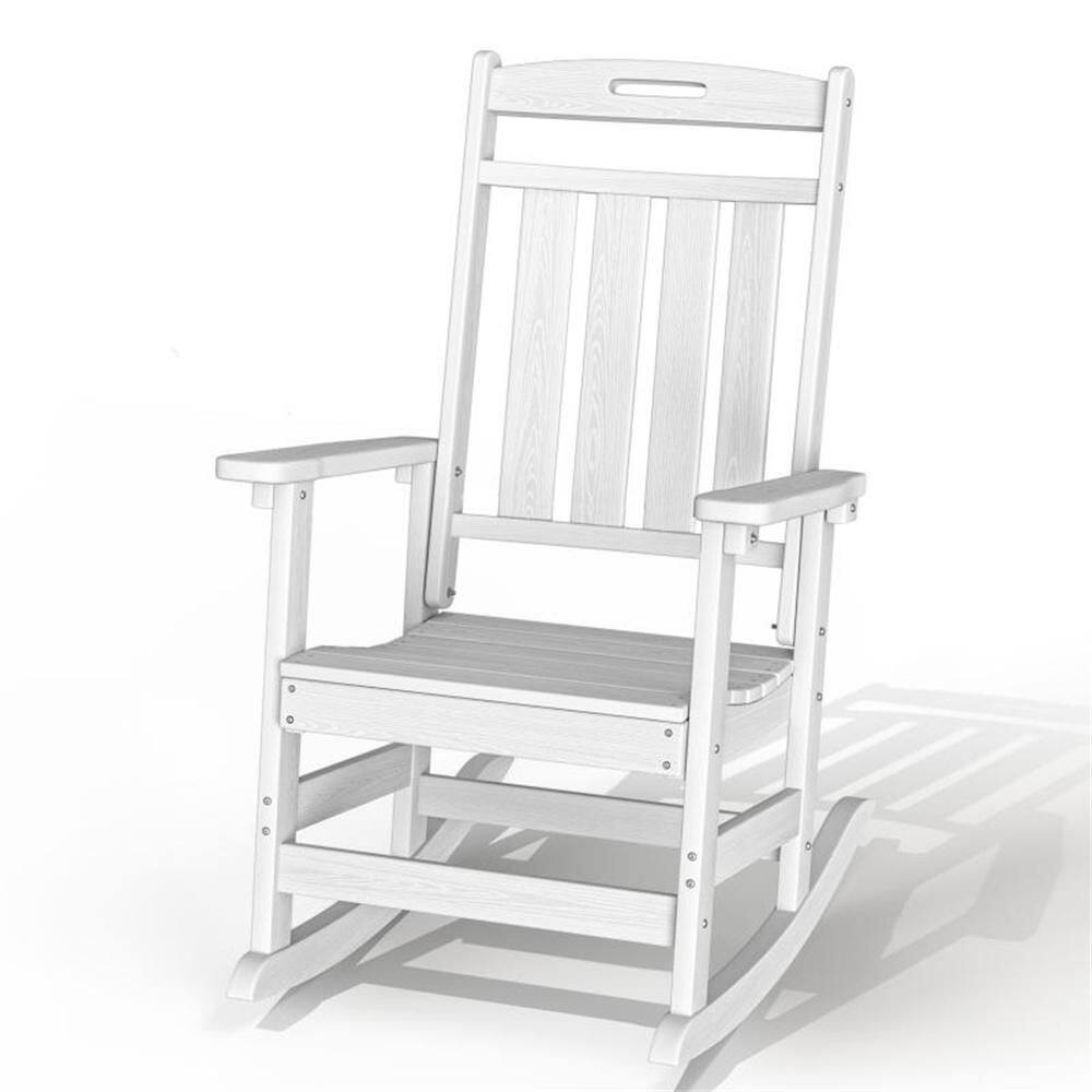 Upland White HDPE Plastic Outdoor Rocking Chair, Porch Deck Rocker, (2 ...