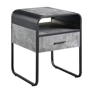 Raziela 18 in. Gray and Black Square Wood End Table