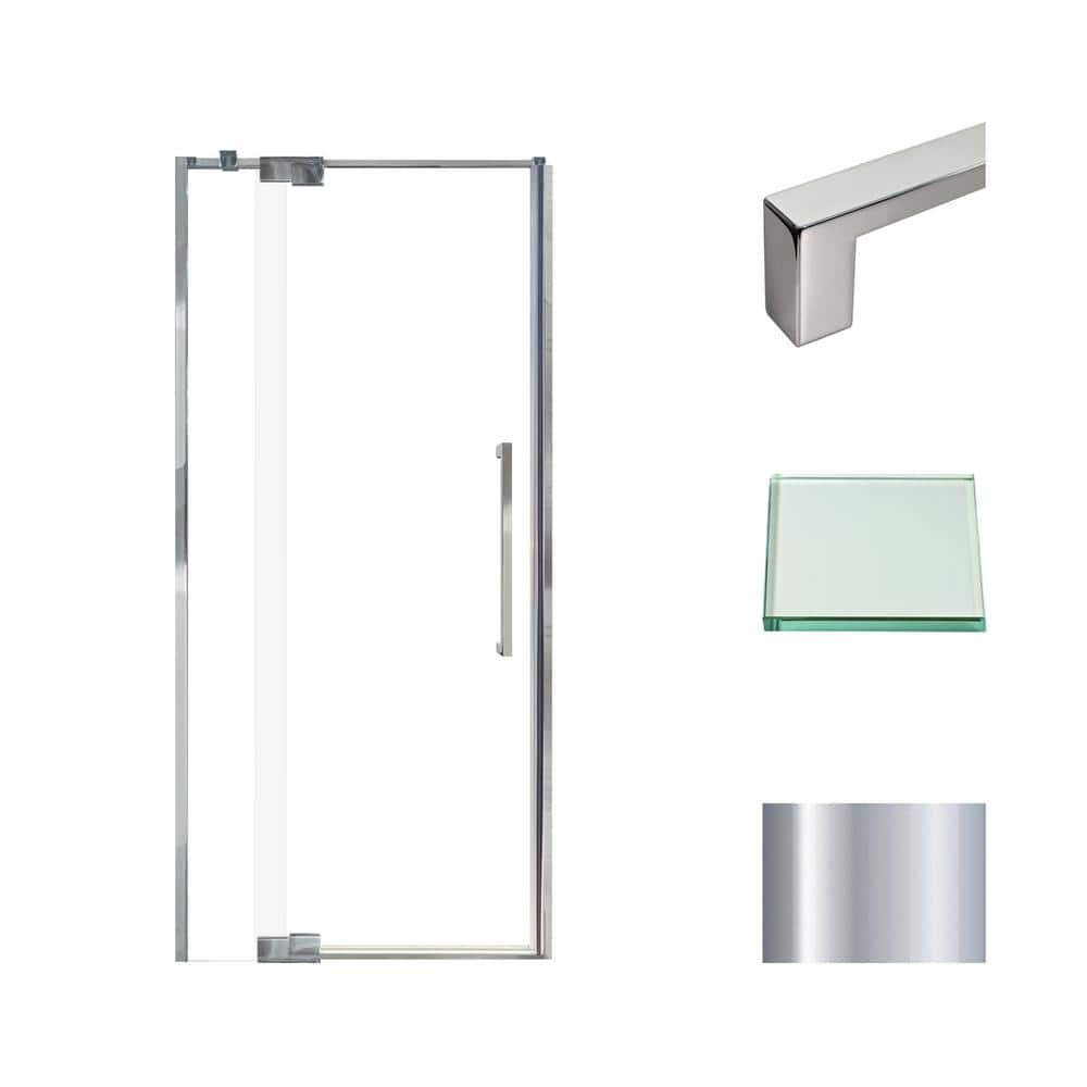 Irene 36 in. W x 76 in. H Pivot Semi-Frameless Shower Door in Polished Chrome with Clear Glass price history on PriceWatchPro