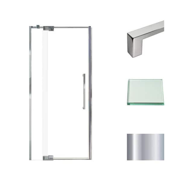 Transolid Irene 36 in. W x 76 in. H Pivot Semi-Frameless Shower Door in Polished Chrome with Clear Glass