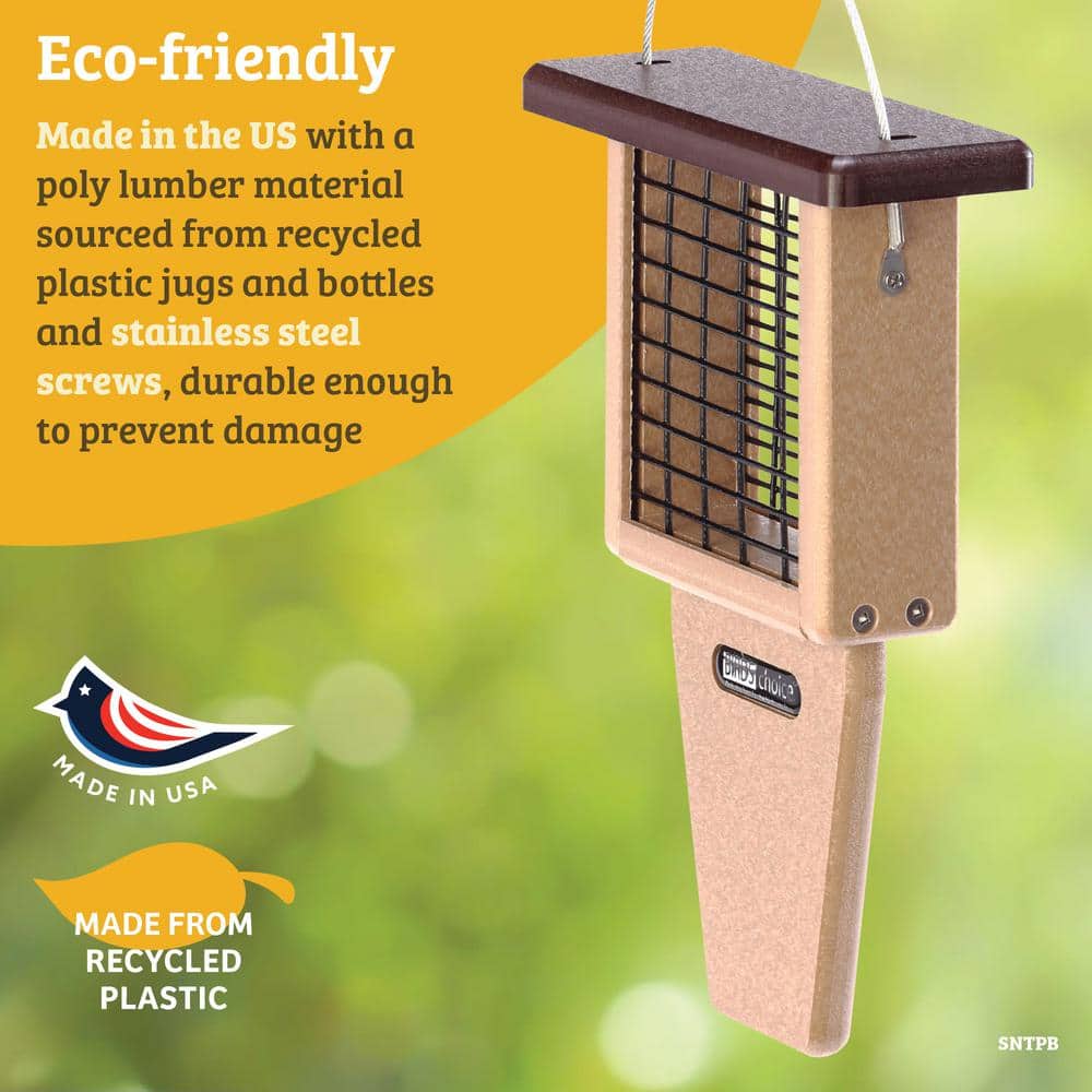 Taupe and Brown Recycled Plastic Hanging Suet Bird Feeder