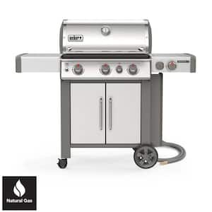 Genesis II S-335 3-Burner Natural Gas Grill in Stainless with Built-In Thermometer and Side Burner