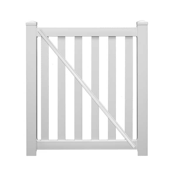 Weatherables Captiva 4 ft. x 4 ft. White Vinyl Pool Fence Gate