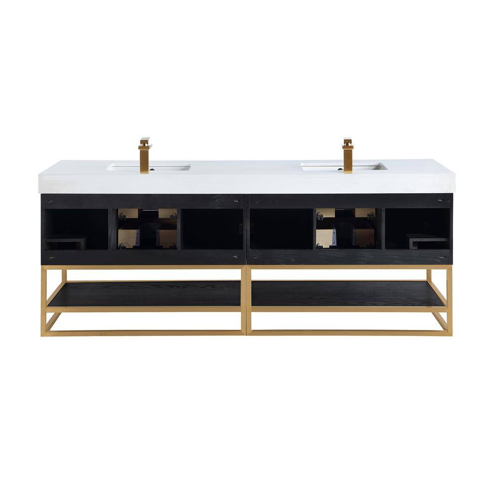 Bianco Double Vanity in Black Oak with White Stone Top