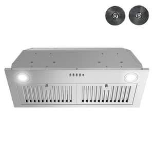 28 in. Loreto Convertible Insert Range Hood in Brushed Stainless Steel, Baffle Filters, Push Button Control, LED Lights