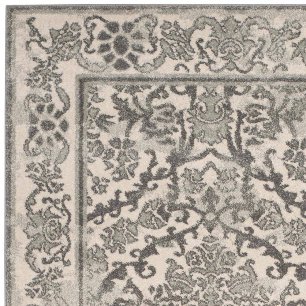 Ivory and Grey Hand-Knotted Synthetic Area Rug 6'7" x 9'