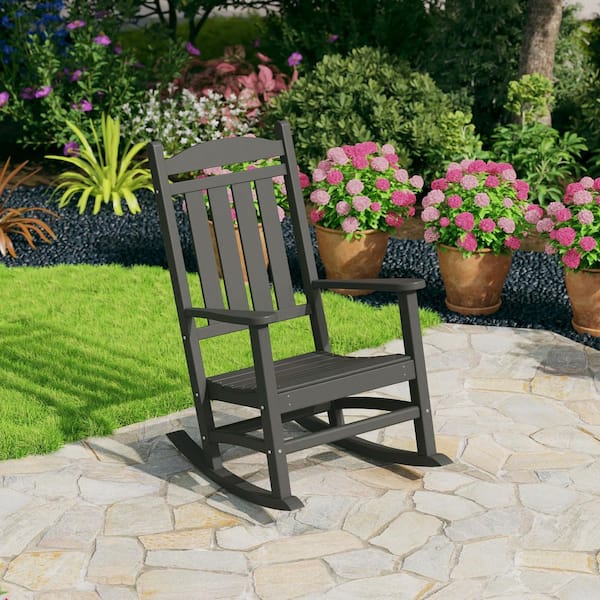 Kenly Gray Classic Plastic Outdoor Rocking Chair