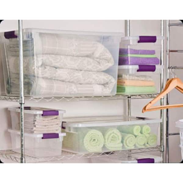 66qt Storage Bin Clear with White Lid - Room Essentials 66 qt