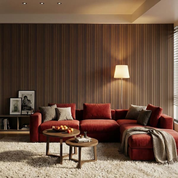 Mlfortlife Walnut 0.7 in. x 1.97 ft. x 1.97 ft. Wood Slat Acoustic
