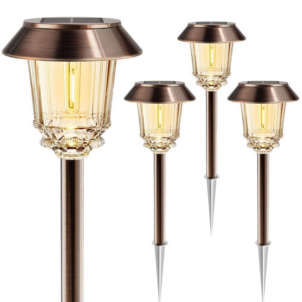 4 Pack Bronze Pathway Lights Outdoor Waterproof with 10-40 LM Dimmable, Glass and Metal, Warm White price history on PriceWatchPro