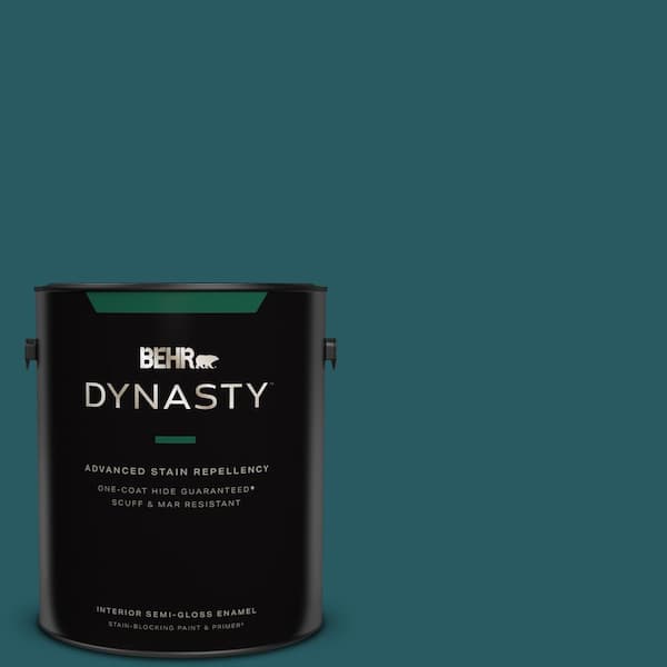 BEHR DYNASTY 1 gal. #PPF-56 Terrace Teal Semi-Gloss Enamel Interior  Stain-Blocking Paint & Primer 365301 - The Home Depot
