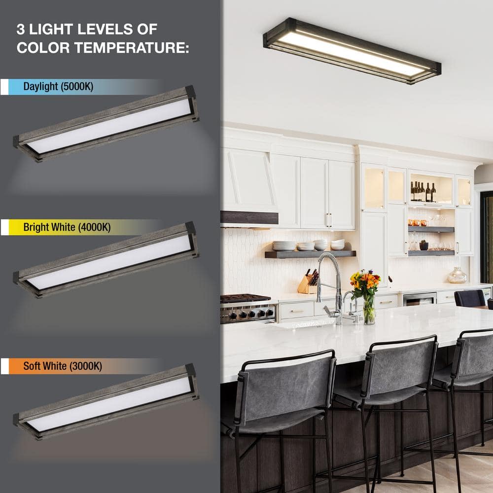 Sebastian 48" Rustic Gray LED Flush Mount Ceiling Light