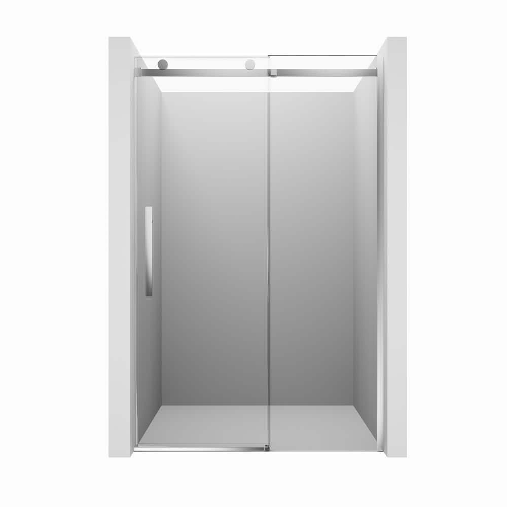 48 in. W x 76 in. H Sliding Frameless Shower Door in Chrome with 10mm Tempered Clear Glass and Anti-jump System price history on PriceWatchPro