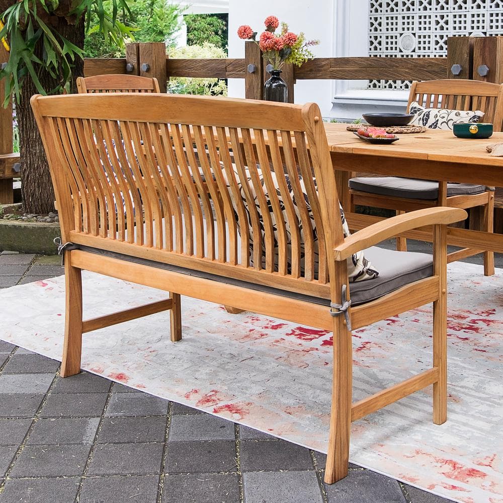 Caterina 6-Piece Teak Wood Outdoor Dining Set with Beige Cushions