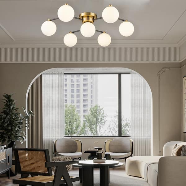 ELE Light & Decor Enzo 23 in. Wide 7-Light Mid Century Modern Semi
