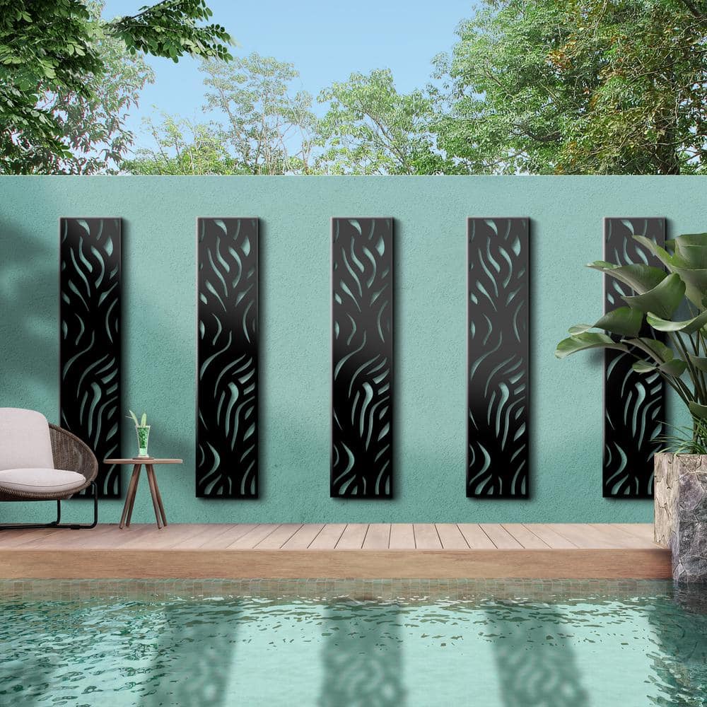 Black Galvanized Steel Decorative Privacy Panel, 16" x 72"