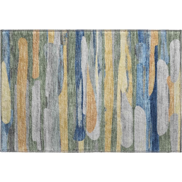Mayfield Premium Machine Washable Abstract AMF2542 Basil 2 ft. x 3 ft. Accent Rug