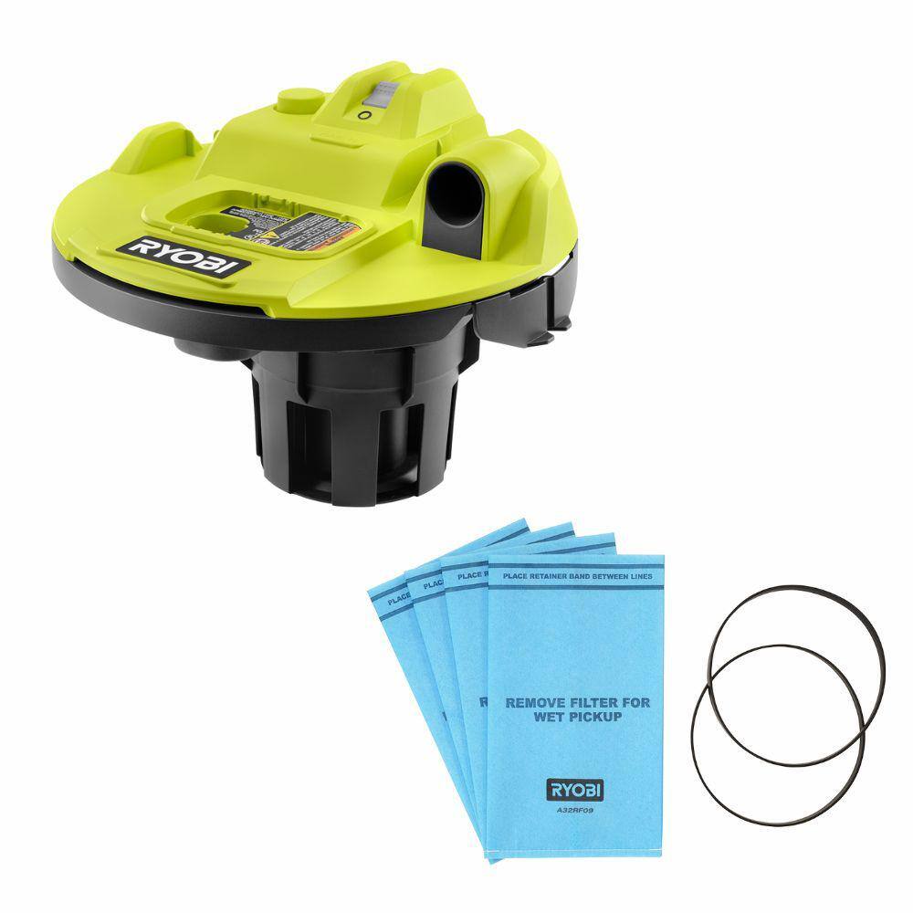 RYOBI ONE+ 18V Cordless 5 Gal. Bucket Top Wet/Dry Vacuum (Tool Only) with 1/4 in. Hose, Crevice Tool, and Filter Bags (4-Pack) PCL732B-A32RF09 - The Home Depot