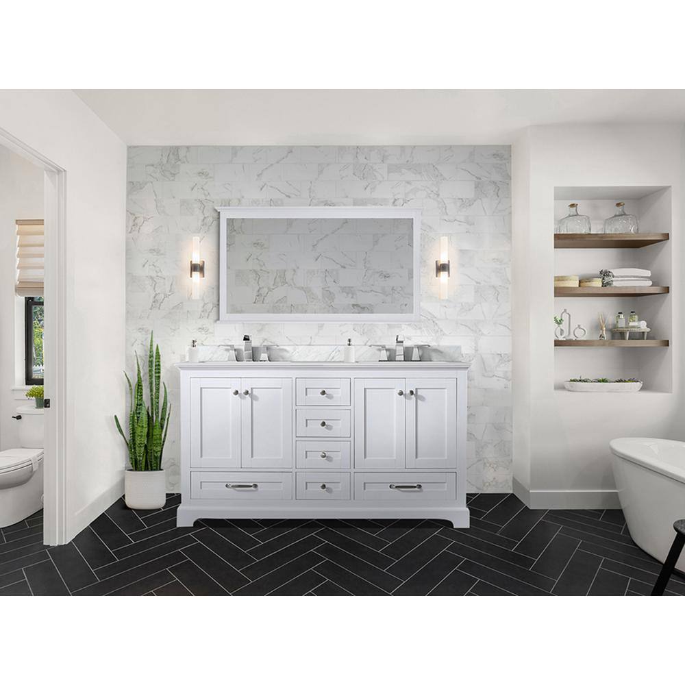 Dukes 60-Inch White Double Freestanding Vanity with Nickel Hardware