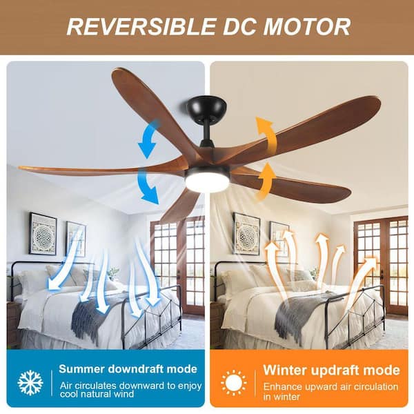 ONEMIX TT 62 in. Indoor Solid Wood Ceiling Fan with Integrated LED