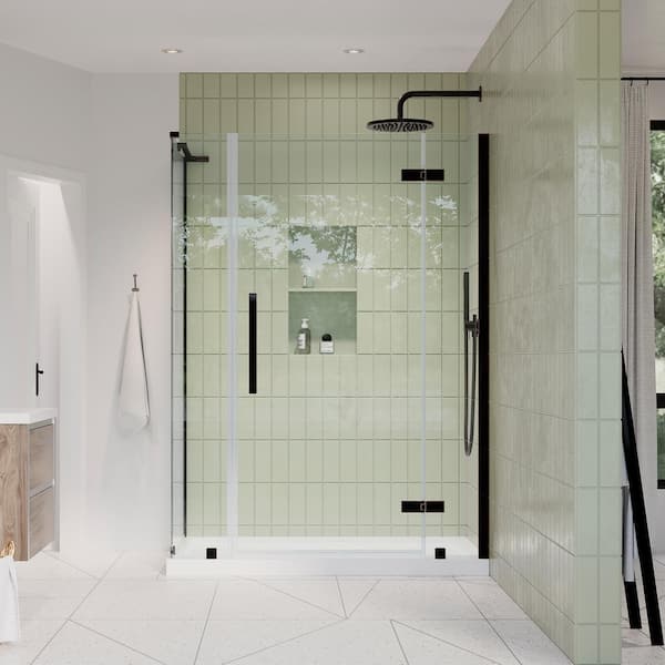 Tampa 48 in. L x 32 in. W x 72 in. H Corner Shower Kit with Pivot Frameless  Shower Door in ORB and Shower Pan