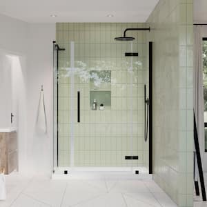 Tampa 48 in. L x 34 in. W x 75 in. H Corner Shower Kit with Pivot Frameless Shower Door in ORB and Shower Pan