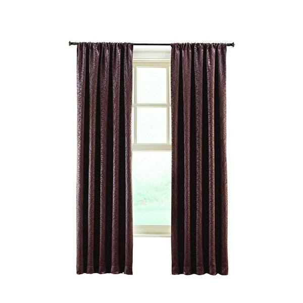 Home Decorators Collection Brown Stylized Scroll Embossed Darkening Curtain - 50 in. W x 63 in. L