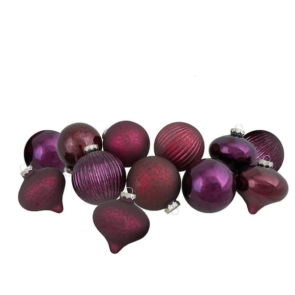 Jewel T1 Finial and Glass Ball Christmas Ornaments Set of 12