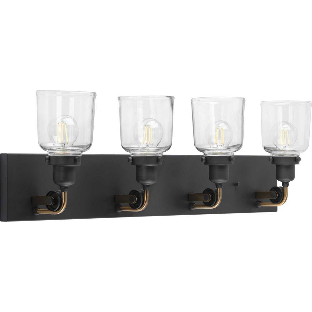 Rushton 32" Graphite 4-Light Bath Vanity with Clear Glass Shades