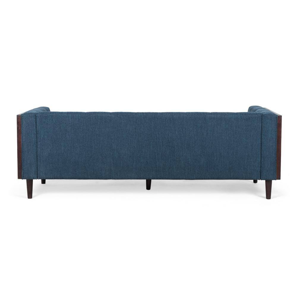 Navy Blue Tufted Polyester Lawson Sofa with Wood Frame