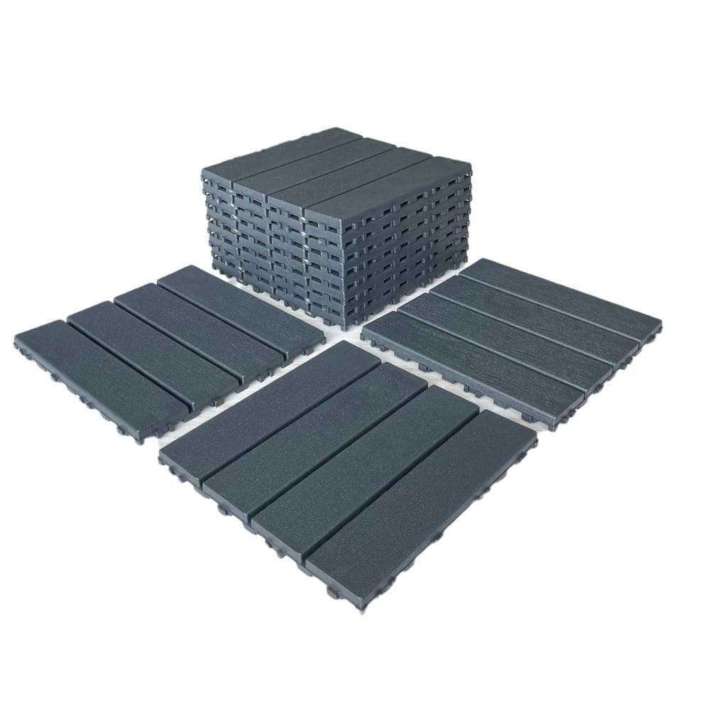 Siavonce Plastic Interlocking Deck Tiles,44 Pack Patio Deck Tiles,12