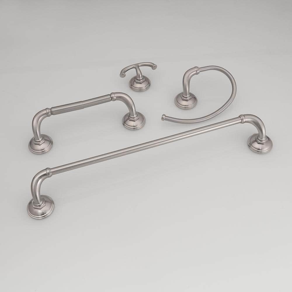 Nickel 4-Piece Bathroom Hardware Set with Towel Bar