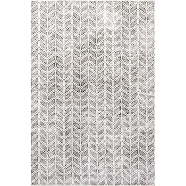 nuLOOM Via Machine Washable Grey 8 ft. x 10 ft. Chevron Area Rug