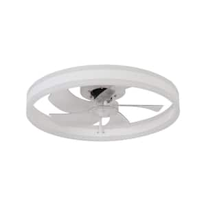 19.7 in. Indoor White Bladeless Low Profile Ceiling Fan Flush Mount Smart App LED Remote Control Dimmable Lighting