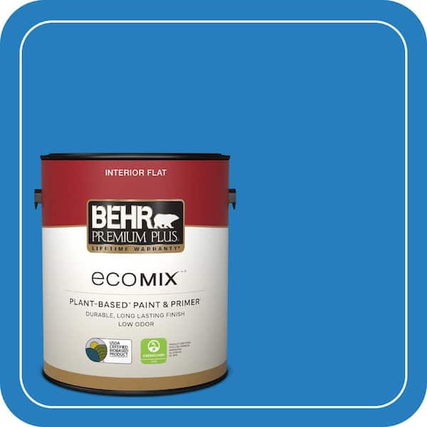 1 gal. #P510-6 Brilliant Blue Flat EcoMix Plant-Based Interior Paint & Primer