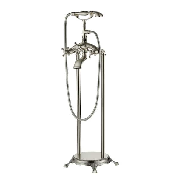 CASAINC 3-Handle Luxury Claw Foot Freestanding Tub Faucet in Brushed Nickel