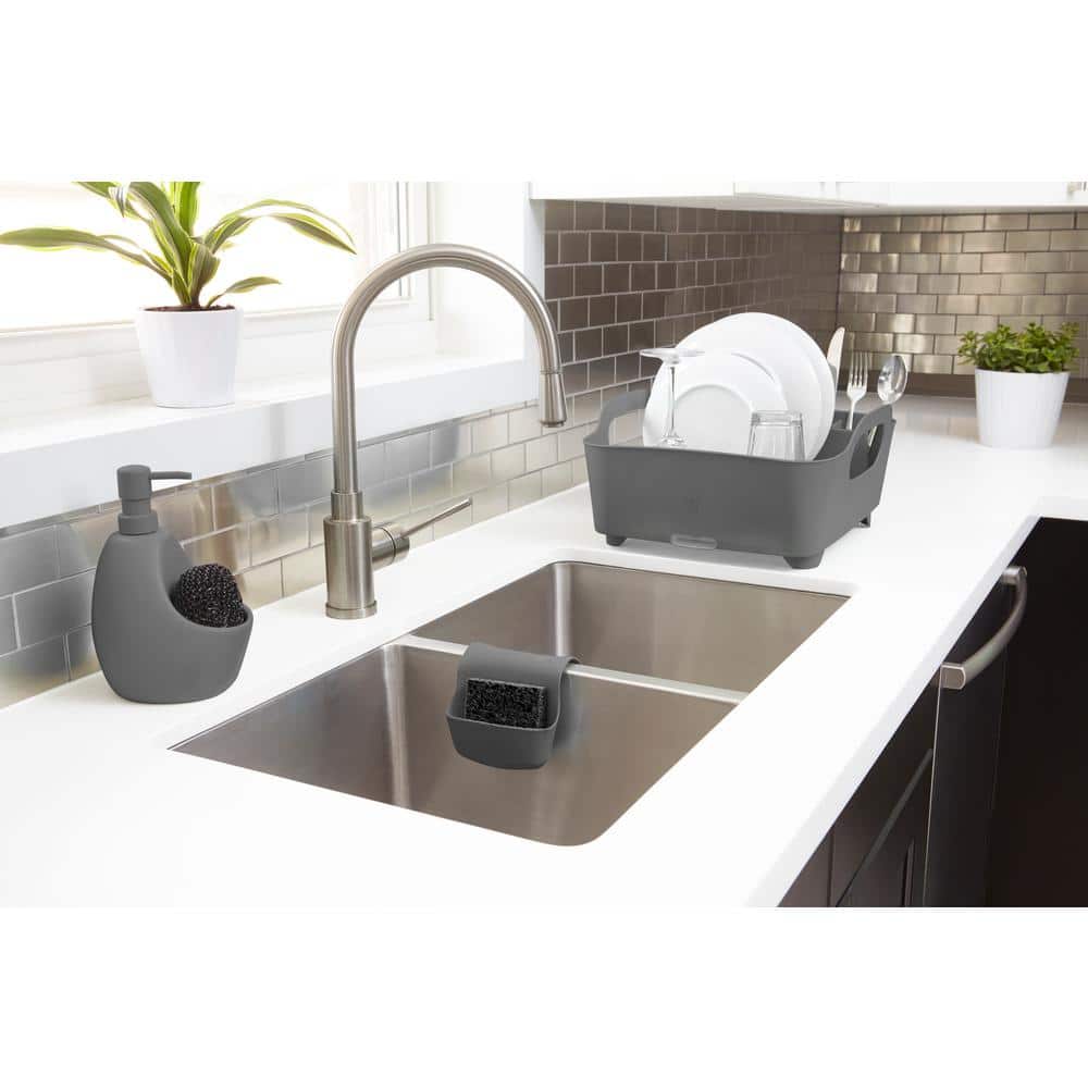 Charcoal Ceramic Soap Pump with Scrubby Holder