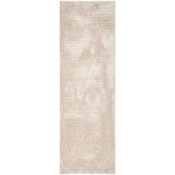 SAFAVIEH South Beach Shag Champagne 2 ft. x 10 ft. Solid Runner Rug