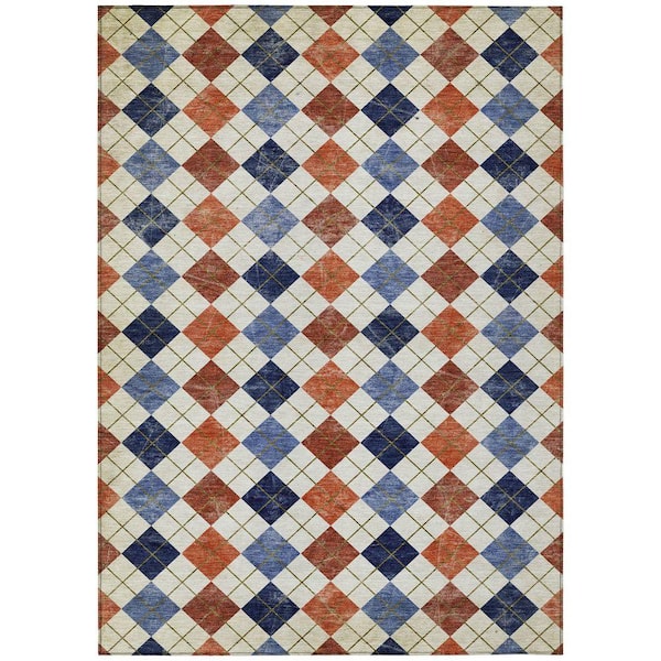 Chantille Machine Washable Indoor/Outdoor Abstract ACN2237 Orange 5 ft. x 7 ft. 6 in. Area Rug