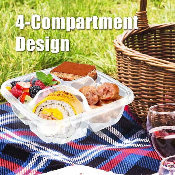 Anqtovp PET Plastic Bento Snack Containers Meal Prep Food Storage
