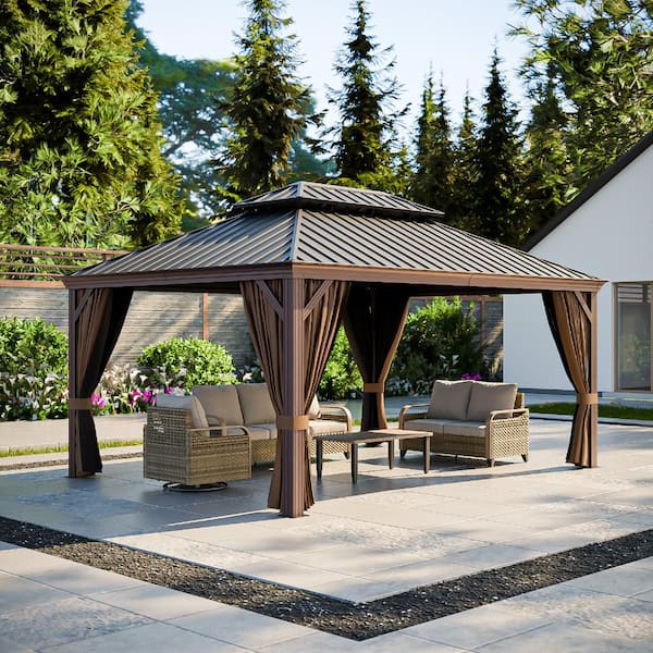 Shade Graphix 12 x 16 ft. Double-Roof Hardtop Gazebo w/ Aluminum