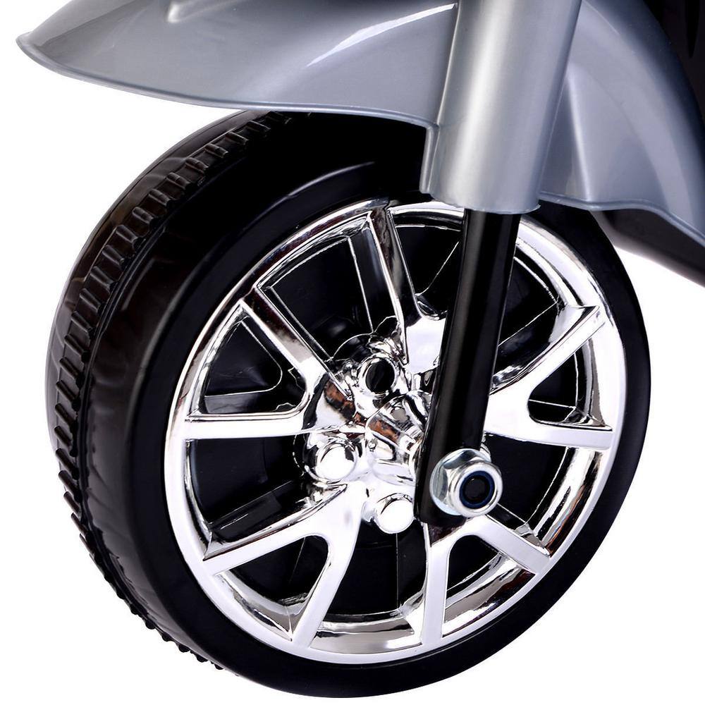 Gray 6V Plastic Kids Ride-On Motorcycle with Storage