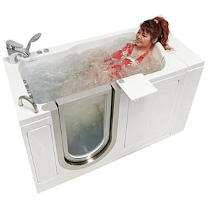 Petite 52 in. x 28 in. Acrylic Walk-In Whirlpool Bathtub in White, Heated Seat, Fast Fill Faucet, LHS 2 in. Dual Drain