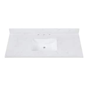 49 in. W x 22 in. D Engineered stone composite Vanity Top in Cala White with White Rectangular Single Sink
