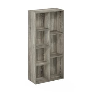 41.7 in. Tall French Oak Wood 7-shelf Standard Bookcase with Storage
