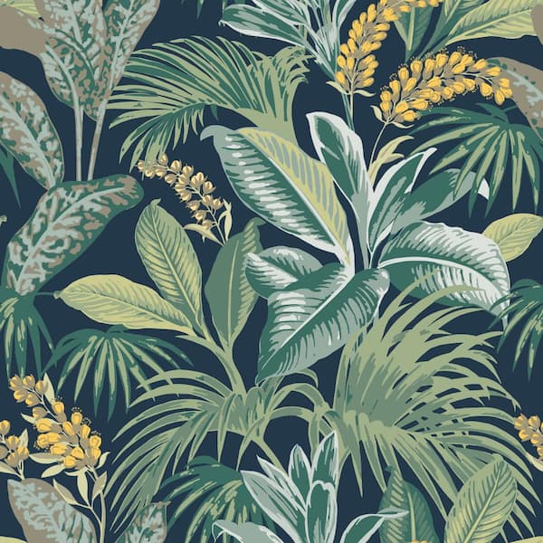 Tempaper Havana Palm Navy Nights Removable Peel and Stick Vinyl Wallpaper Sample